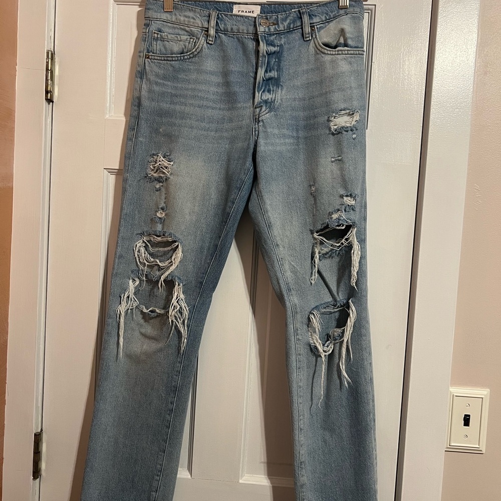 FRAME Le Slouch Distressed Blue Denim Jeans 26